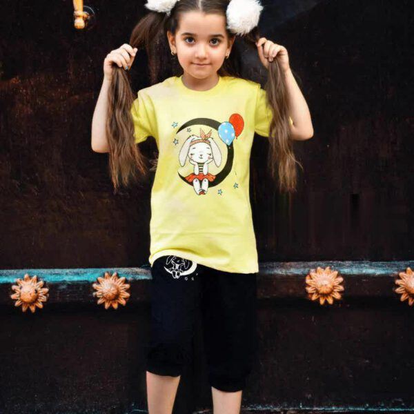 تی شرت شلوارک دخترانه پنبه مدل خرگوش